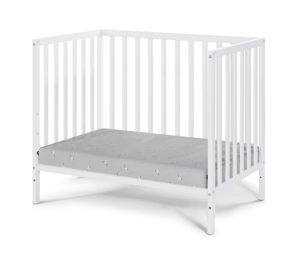3-in-1 Convertible White Solid Wood Mini Crib With Mattress Pad - Omega Lifestyles
