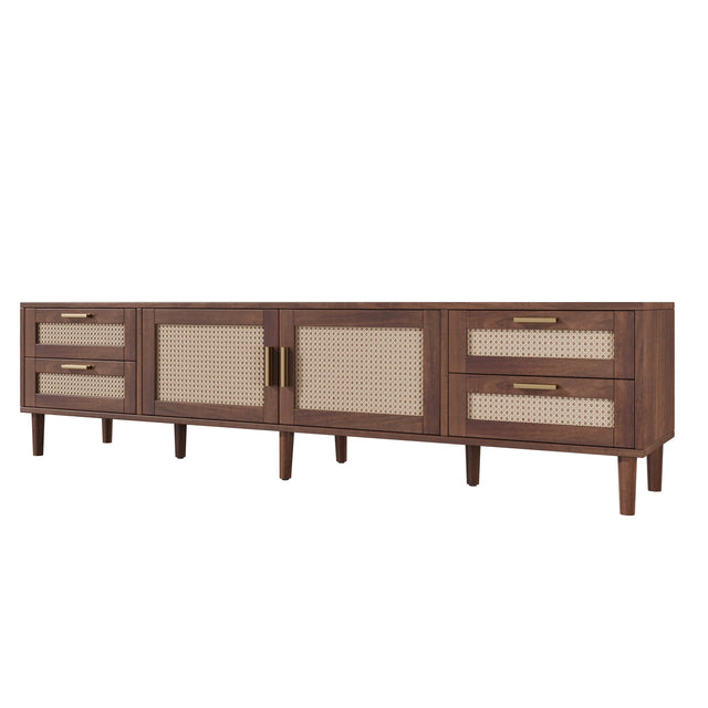 Modern 78-Inch Solid Wood Media Console TV Stand - Omega Lifestyles