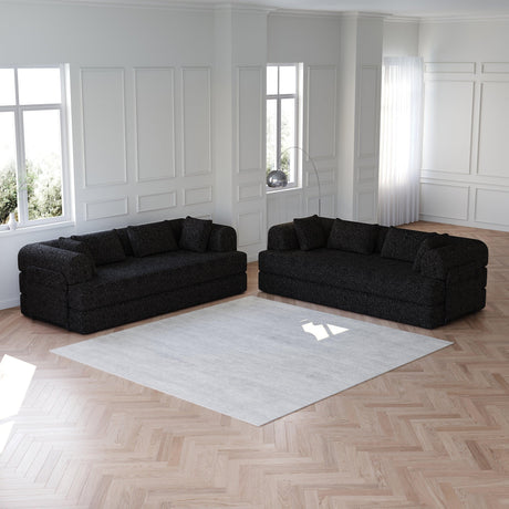 Convertible Chenille Sleeper Sofa Bed With Storage Pocket 2PCS - Omega Lifestyles