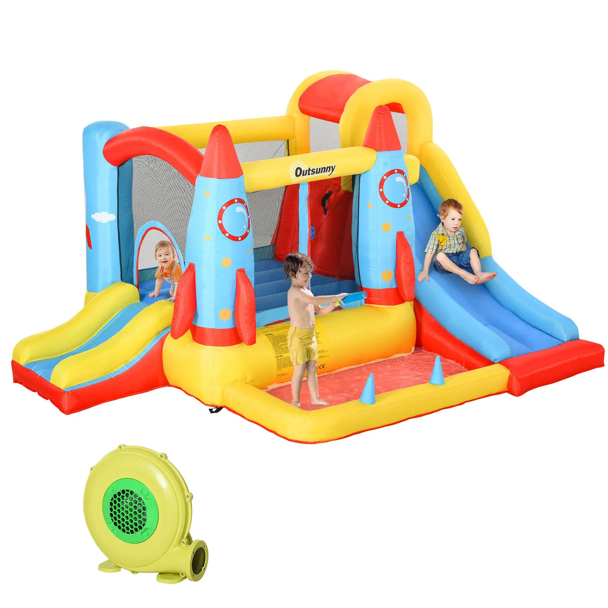 Kids Inflatable Bounce House With Slides Climbing Wall Trampoline - Omega Lifestyles