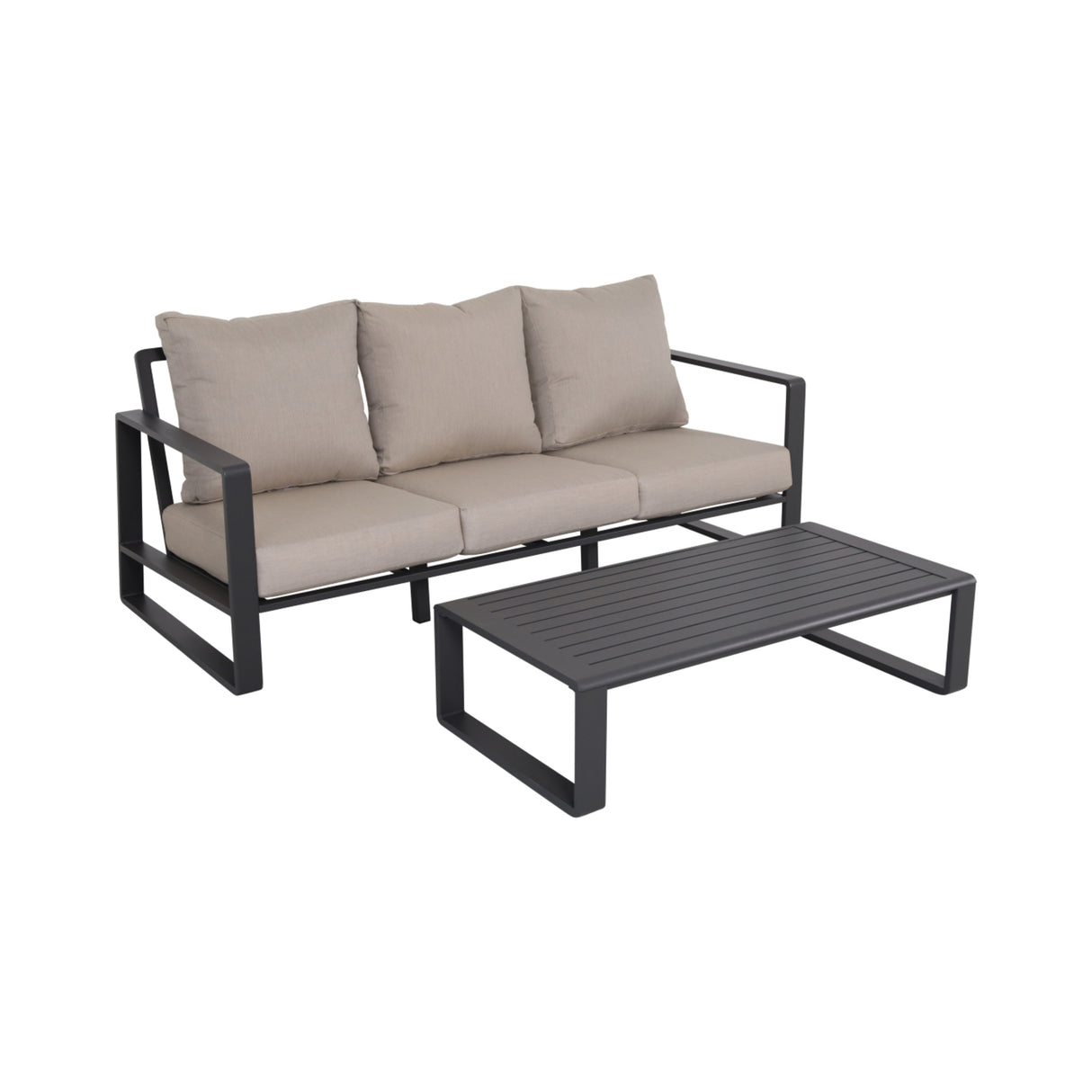 Three-Seat Aluminum Frame Sofa And Coffee Table Set