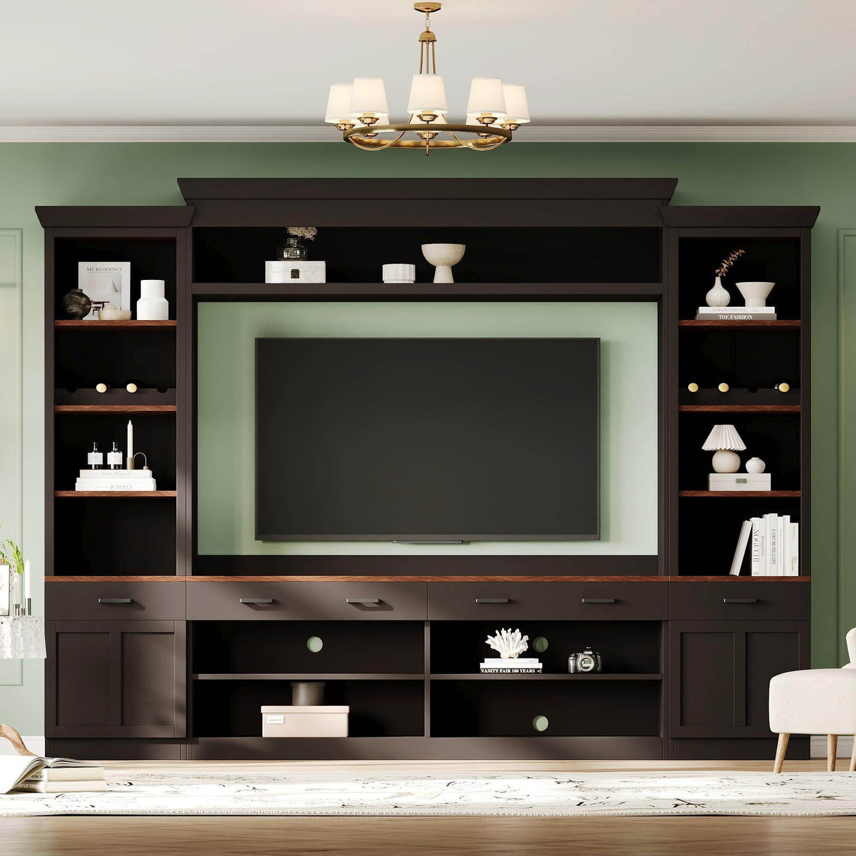 Farmhouse Mid-Century Walnut MDF TV Stand - Sleep Galleria