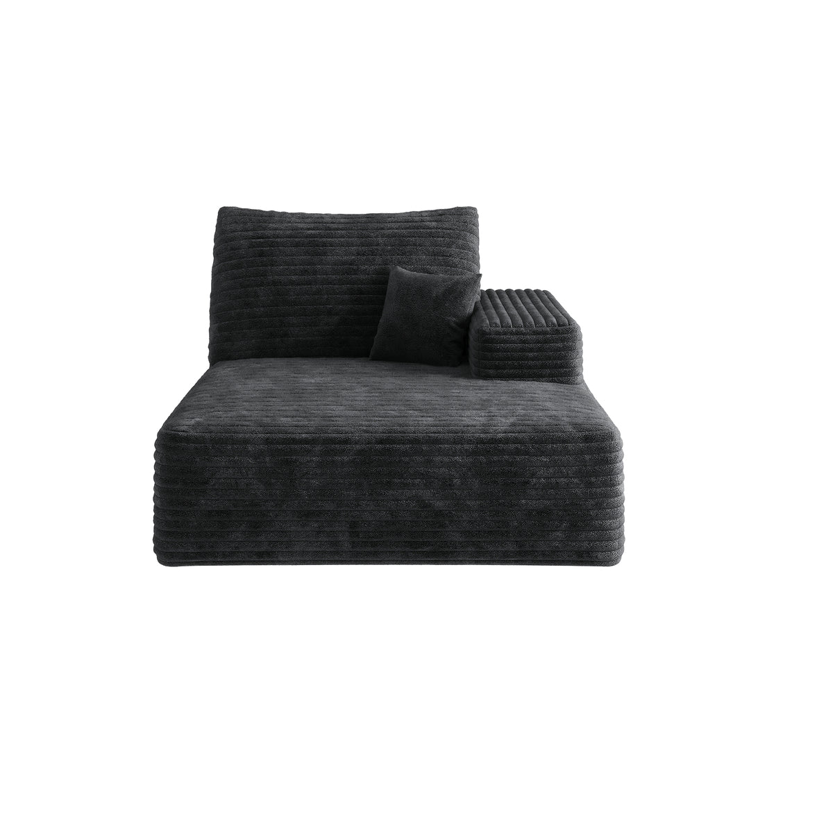 Modular Left-Facing Plush Corduroy Sleeper Sofa With Chaise