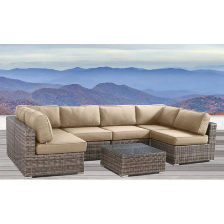 All-Weather Wicker 6-Person Sectional Seating Set With Cushions - Omega Lifestyles