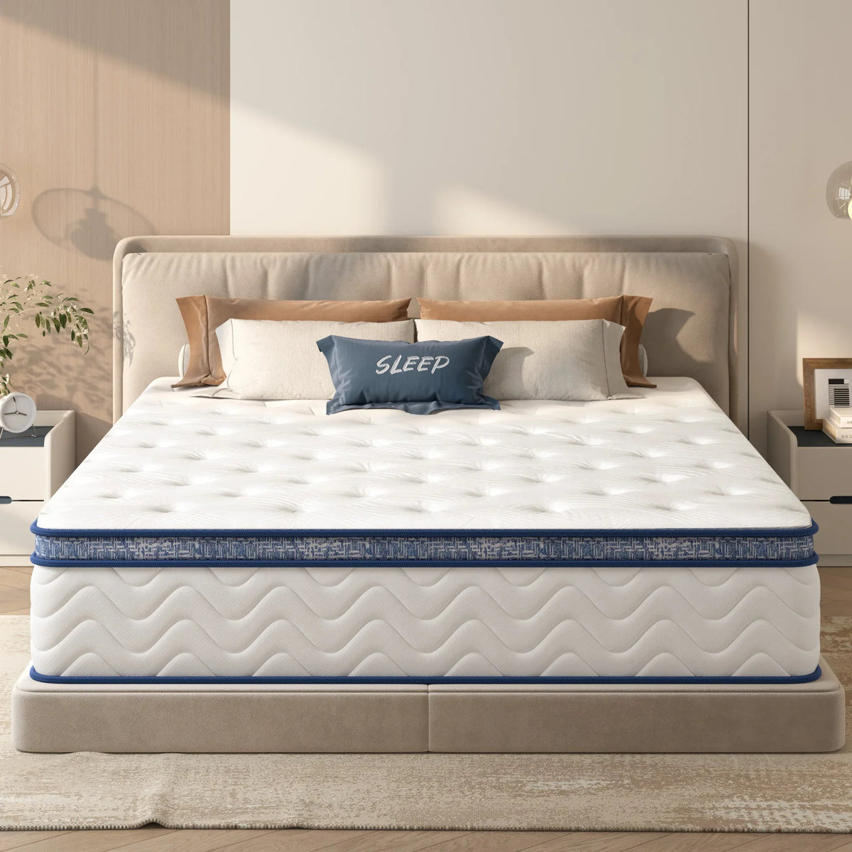 King Medium 12-Inch Hybrid Pocket Spring Mattress - Omega Lifestyles