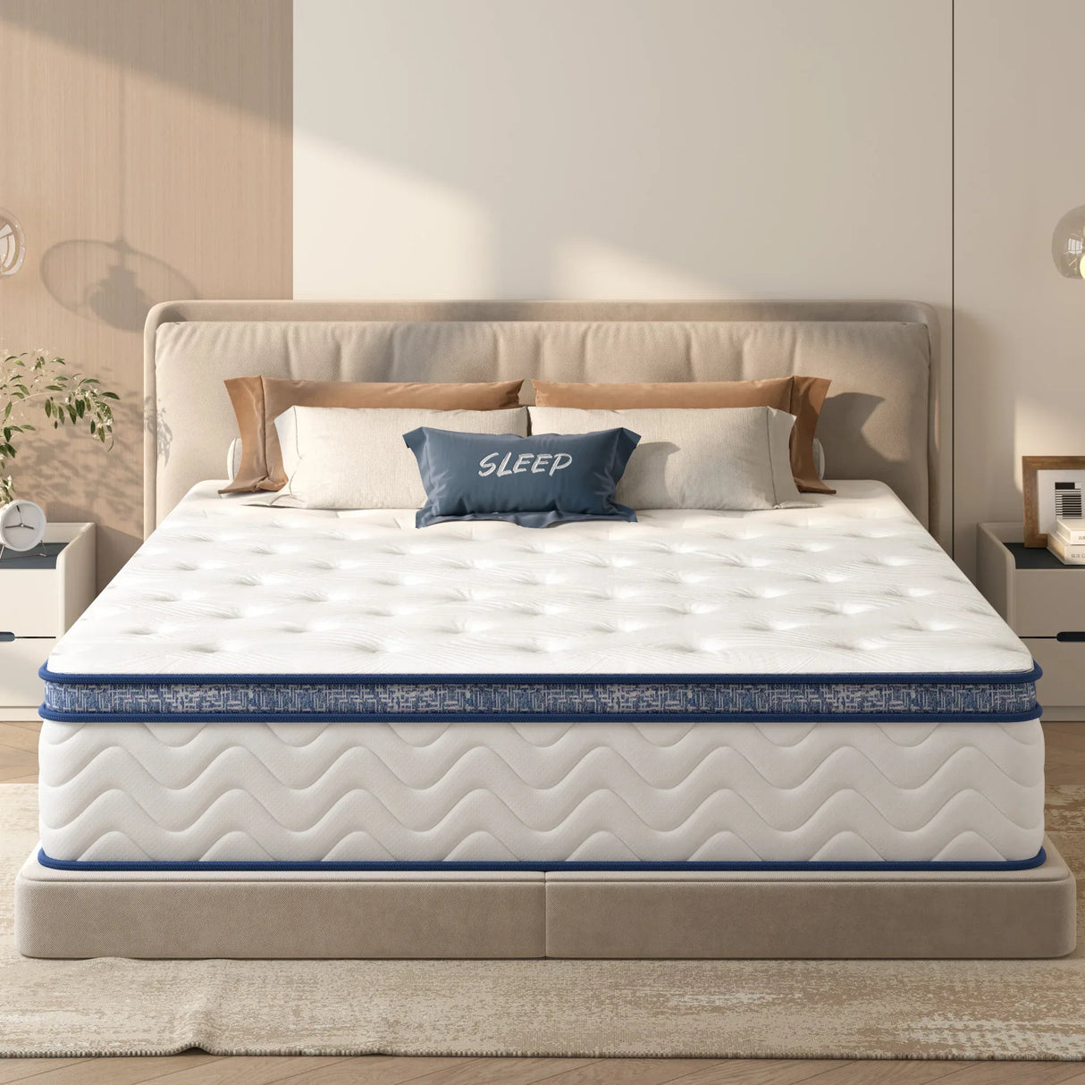 King Medium 12-Inch Hybrid Pocket Spring Mattress - Omega Lifestyles