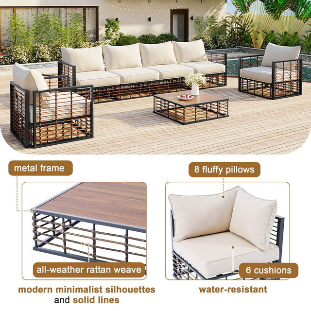 7-Piece Modern Metal Outdoor Patio Sectional Sofa Set - Omega Lifestyles