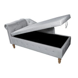 Classic Velvet Storage Chaise Lounge With Pillow - Omega Lifestyles