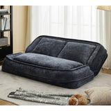 Convertible Adjustable Chenille Loveseat Lazy Sofa Bed - Omega Lifestyles