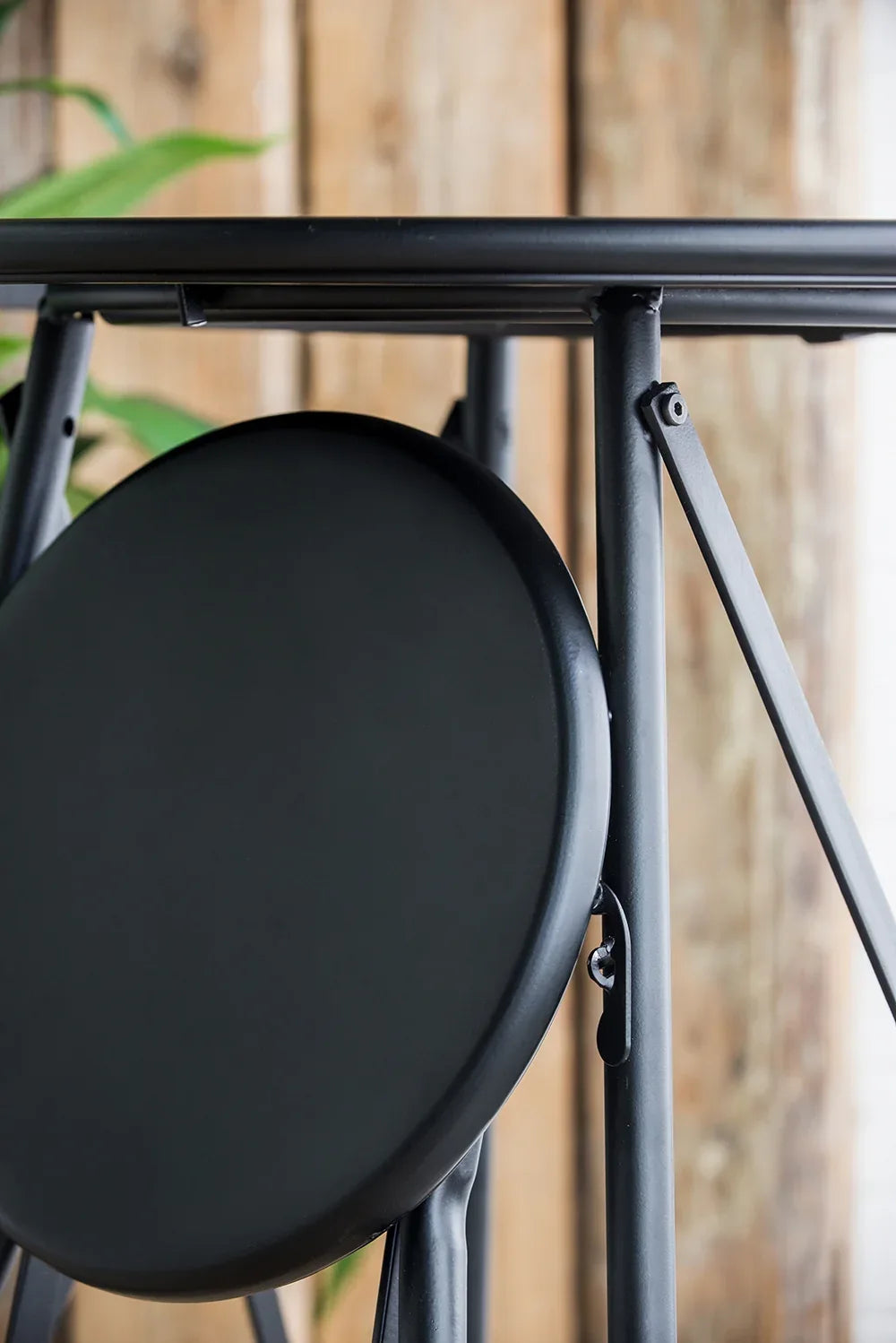 Industrial Black Iron Stowable Side Table With Seating Set - Omega Lifestyles