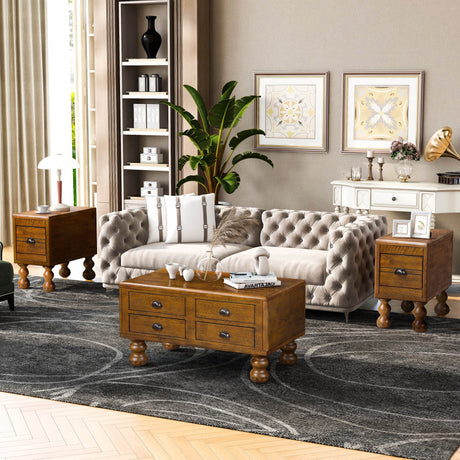 Solid Wood 40-Inch Antique Coffee Table With Drawers - Sleep Galleria