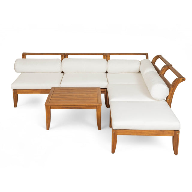 6-Piece Acacia Wood Modular Outdoor Patio Sofa Set - Omega Lifestyles