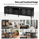 Retro Black MDF TV Stand With Drawers And Cabinets - Sleep Galleria