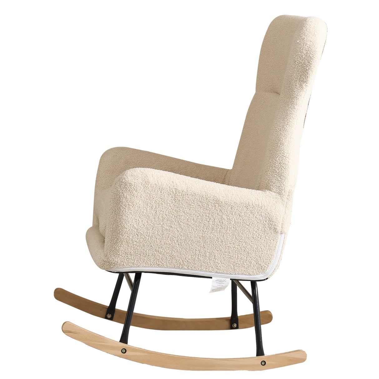 Beige Cotton Upholstered Ergonomic Rocking Chair - Omega Lifestyles