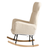Beige Cotton Upholstered Ergonomic Rocking Chair - Omega Lifestyles