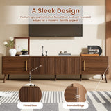 Modern Walnut Fluted Door 78-Inch TV Stand - Omega Lifestyles