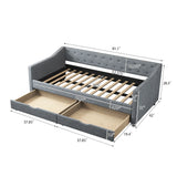 Twin Upholstered Linen Daybed With Storage Drawers - Omega Lifestyles