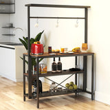 Kitchen Island Table With 3 Tier Storage And Hooks - Omega Lifestyles