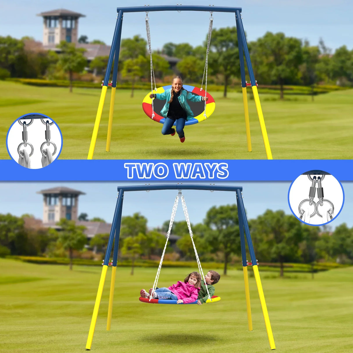 Heavy Duty Steel Flying Saucer Swing Set - Omega Lifestyles