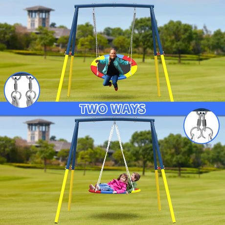 Heavy Duty Steel Flying Saucer Swing Set - Omega Lifestyles