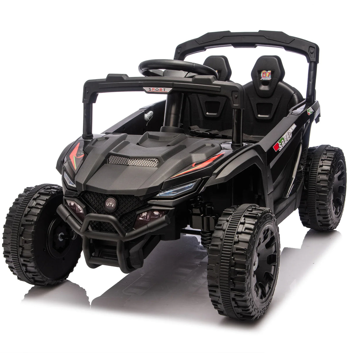 24V Kids Remote Control Black Ride On UTV - Omega Lifestyles