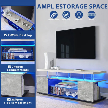 Gray Engineered Wood Gaming TV Stand Entertainment Console - Omega Lifestyles