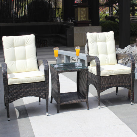 3-Piece Brown Rattan Outdoor Patio Furniture Set - Omega Lifestyles