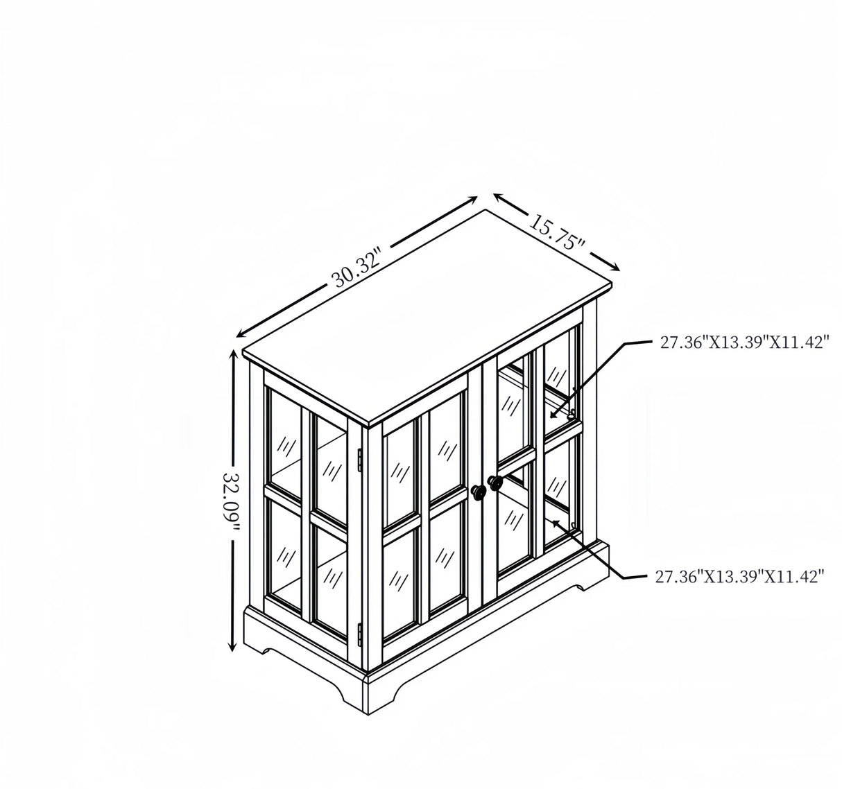 Antique Oak LED Glass Display Cabinet With Adjustable Shelves - Omega Lifestyles