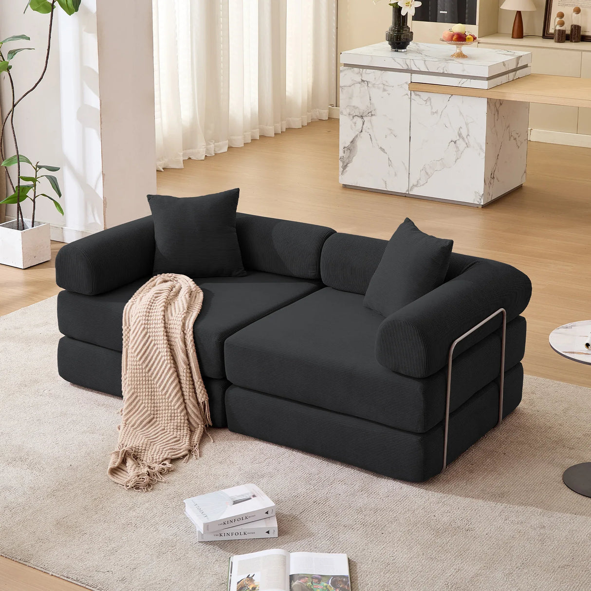 Modular Folding Convertible Corduroy Sofa Bed - Omega Lifestyles