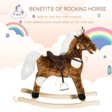 Plush Metal Frame Kids Rocking Horse Toy With Music - Omega Lifestyles
