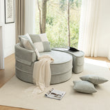 Modern Chenille Upholstered Barrel Accent Chair With Ottoman - Omega Lifestyles