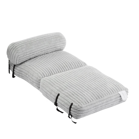 Soft Foldable Light Gray Faux-Fur Bean Bag Lounge Chair - Omega Lifestyles