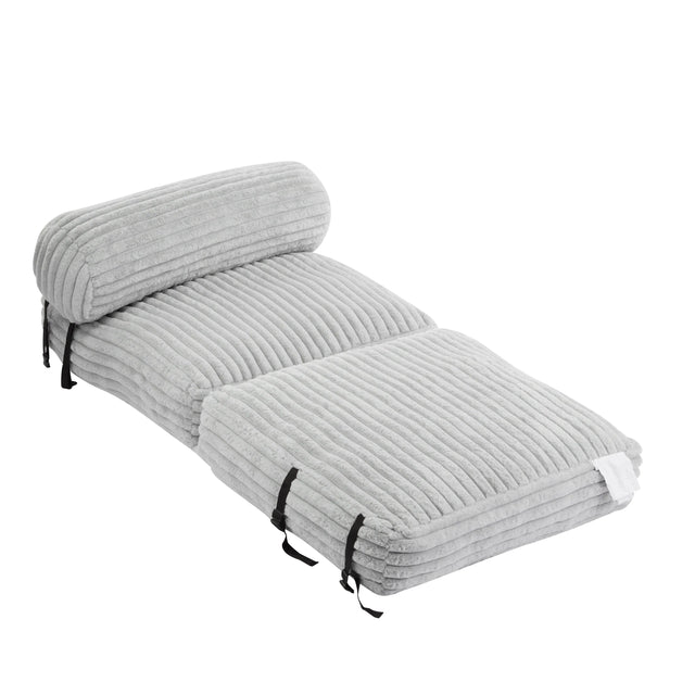 Soft Foldable Light Gray Faux-Fur Bean Bag Lounge Chair - Omega Lifestyles