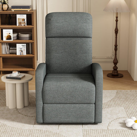 Manual Adjustable Recliner Chair Charcoal Polyester Upholstery - Omega Lifestyles