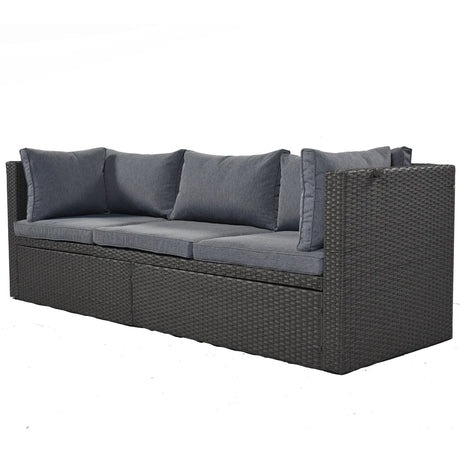 Outdoor Gray Rattan Wicker Patio Daybed With Canopy - Omega Lifestyles