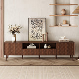 Modern Walnut 78-Inch TV Stand With Cable Management - Omega Lifestyles