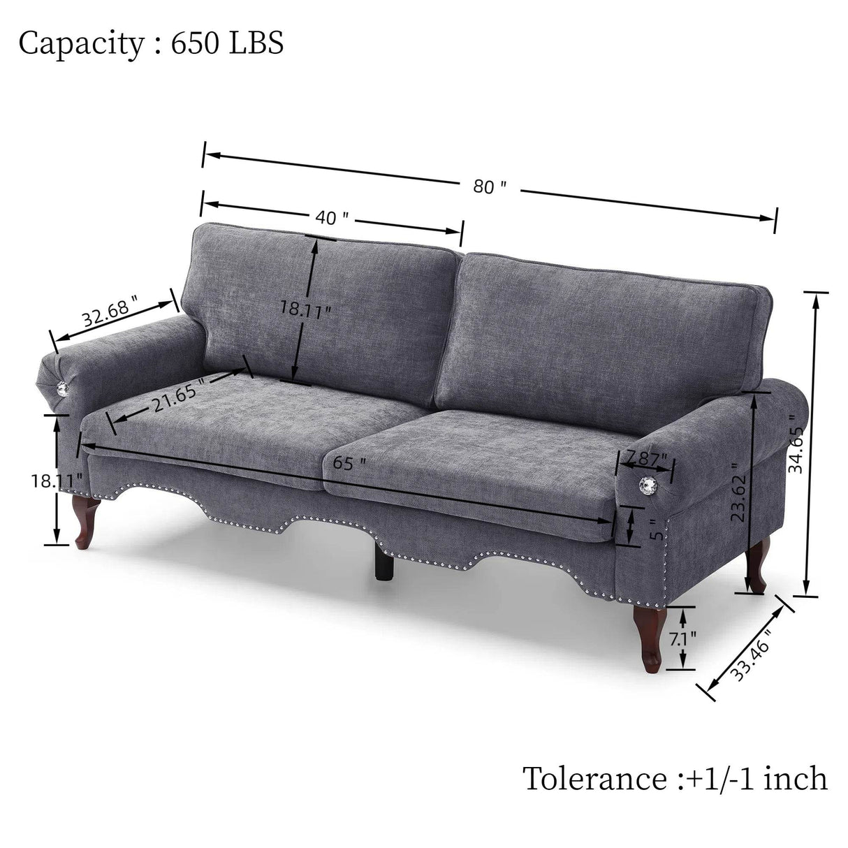 Modern Linen Chesterfield Sofa With Crystal Button Accents - Omega Lifestyles