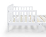 Solid Wood White Toddler Bed With Safety Rails - Omega Lifestyles