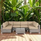 All-Weather Wicker 6-Person Sectional Seating Set With Cushions - Omega Lifestyles