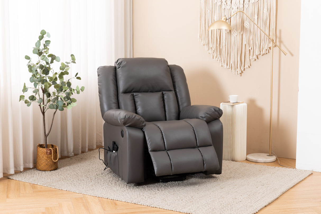 Electric PU Leather Heated Massage Recliner Chair