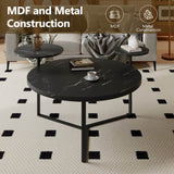 Modern Round Coffee Table With Faux Marble Shelves - Sleep Galleria