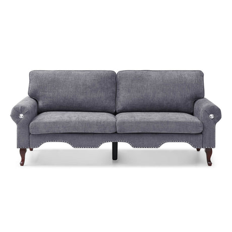 Modern Linen Chesterfield Sofa With Crystal Button Accents - Omega Lifestyles