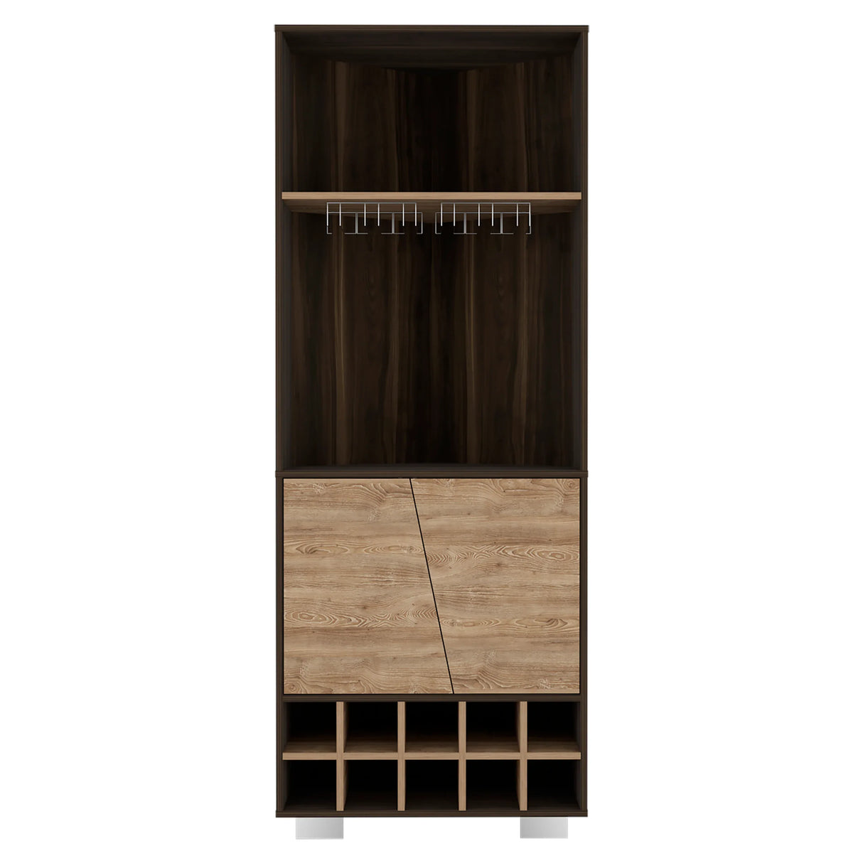Modern Corner Bar Cabinet With Ten Built-In Wine Rack - Omega Lifestyles