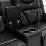 Manual Recliner Chair Faux Leather With Storage Cup Holders LED - Omega Lifestyles