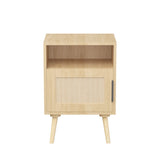 Oak Rattan Bedroom Nightstand With Solid Wood Legs - Omega Lifestyles