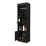Black Particle Board Bar Cabinet With Wine Rack - Omega Lifestyles