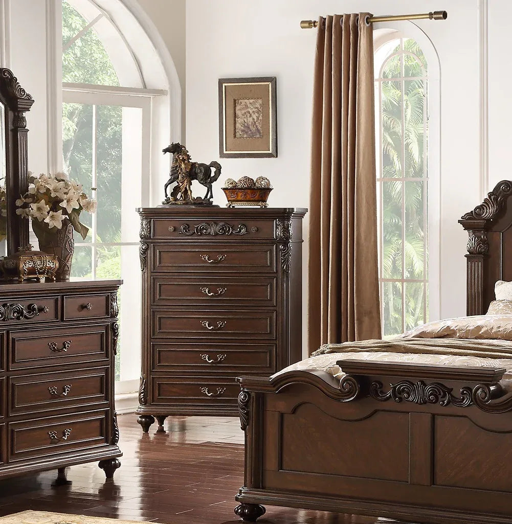 Traditional Antique Cherry Walnut Chest Of Drawers Furniture - Omega Lifestyles
