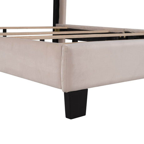 Queen Velvet Upholstered Platform Bed Frame - Omega Lifestyles