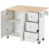 Rolling Mobile Kitchen Island With Solid Wood Top And Storage Cabinet - Omega Lifestyles