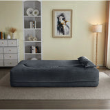 Full Size Plush Corduroy Folding Foam Sleeper Sofa Bed With Pillows - Omega Lifestyles